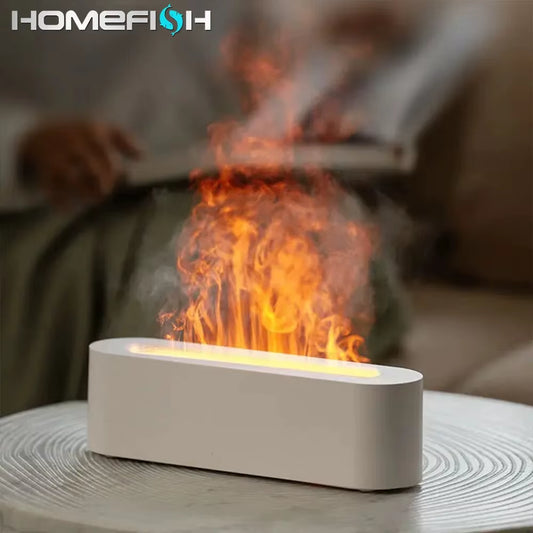 Newest RGB Flame Aroma Diffuser Humidifier USB Desktop Simulation Light Aromatherapy Purifier Air for Bedroom with 7 Colors